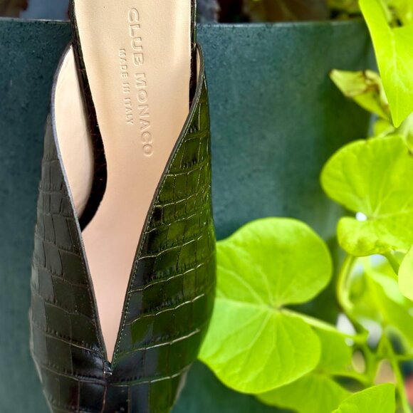 Club Monaco Nahdine Mule – Italian Croc-Embossed Leather | Size 38 / US 8 - Picture 4 of 6